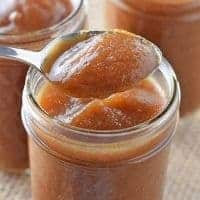 spoonful of apple butter over jar