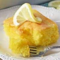 slice of lemon cake on white plate