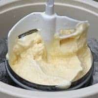 homemade vanilla ice cream with churn paddle