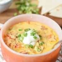 orange bowl of chicken enchilada soup
