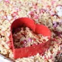heart cookie cutter on Valentine's Rice Krispie treats