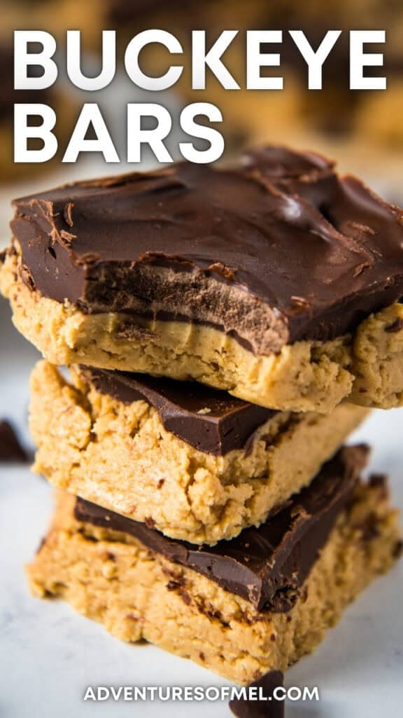 stack of buckeye bars on white countertop