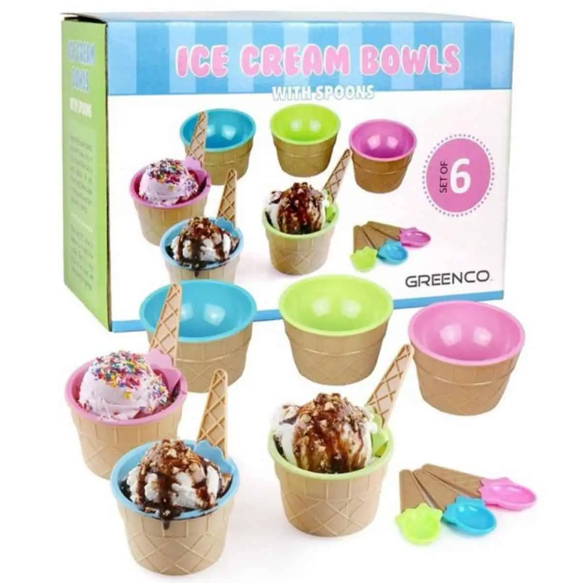 ice cream cone bowls with spoons
