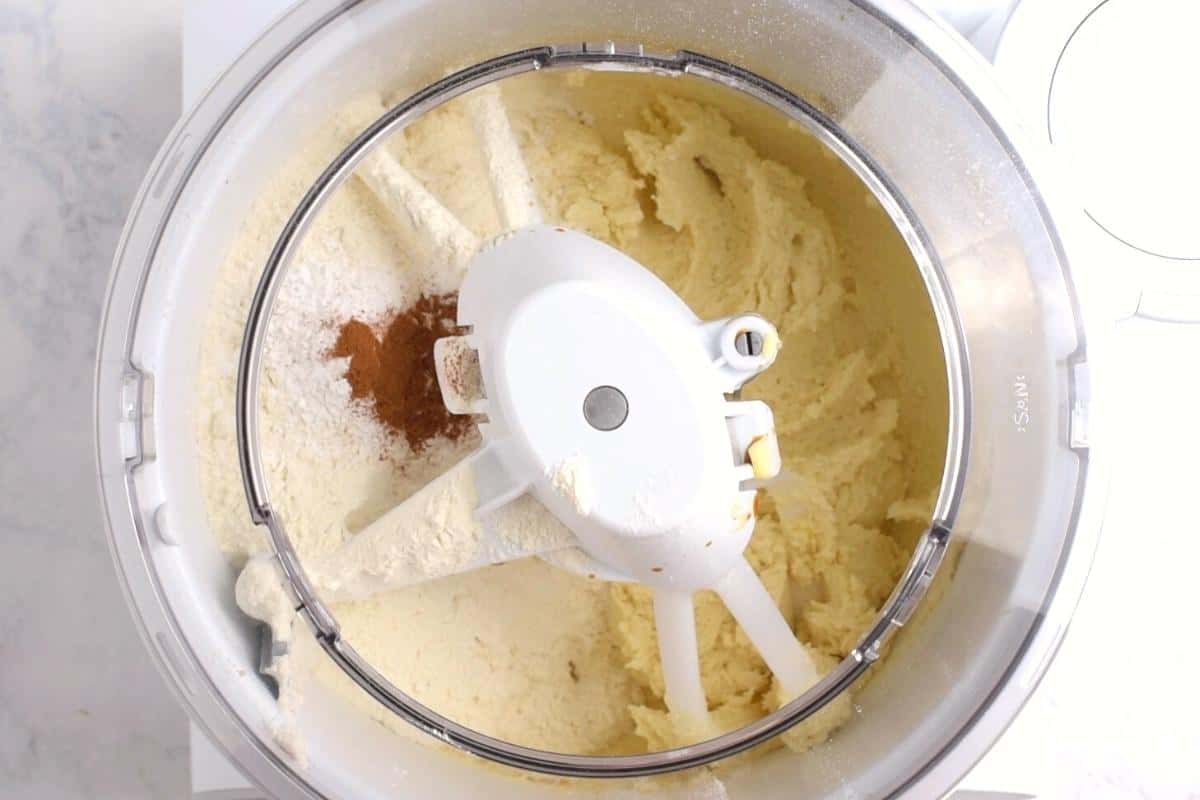 mixing up Golden Snitch snickerdoodle cookie dough with mixer