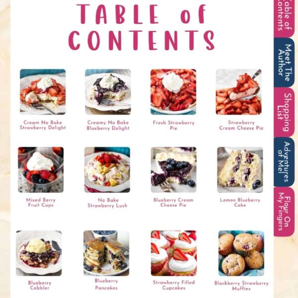 Berry Recipes cookbook table of contents