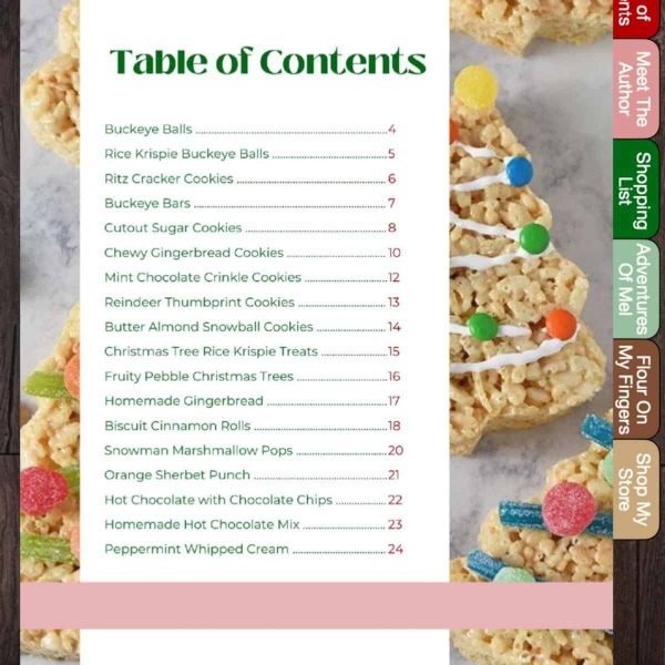 Christmas Sweets cookbook table of contents