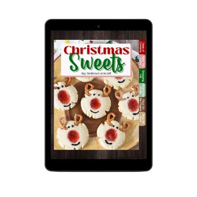Christmas Sweets cookbook cover on tablet