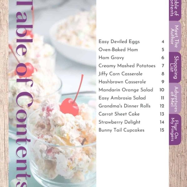 Easter Dinner Cookbook table of contents
