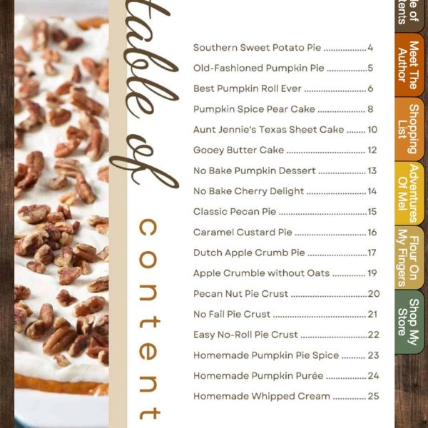 Thanksgiving desserts cookbook table of contents