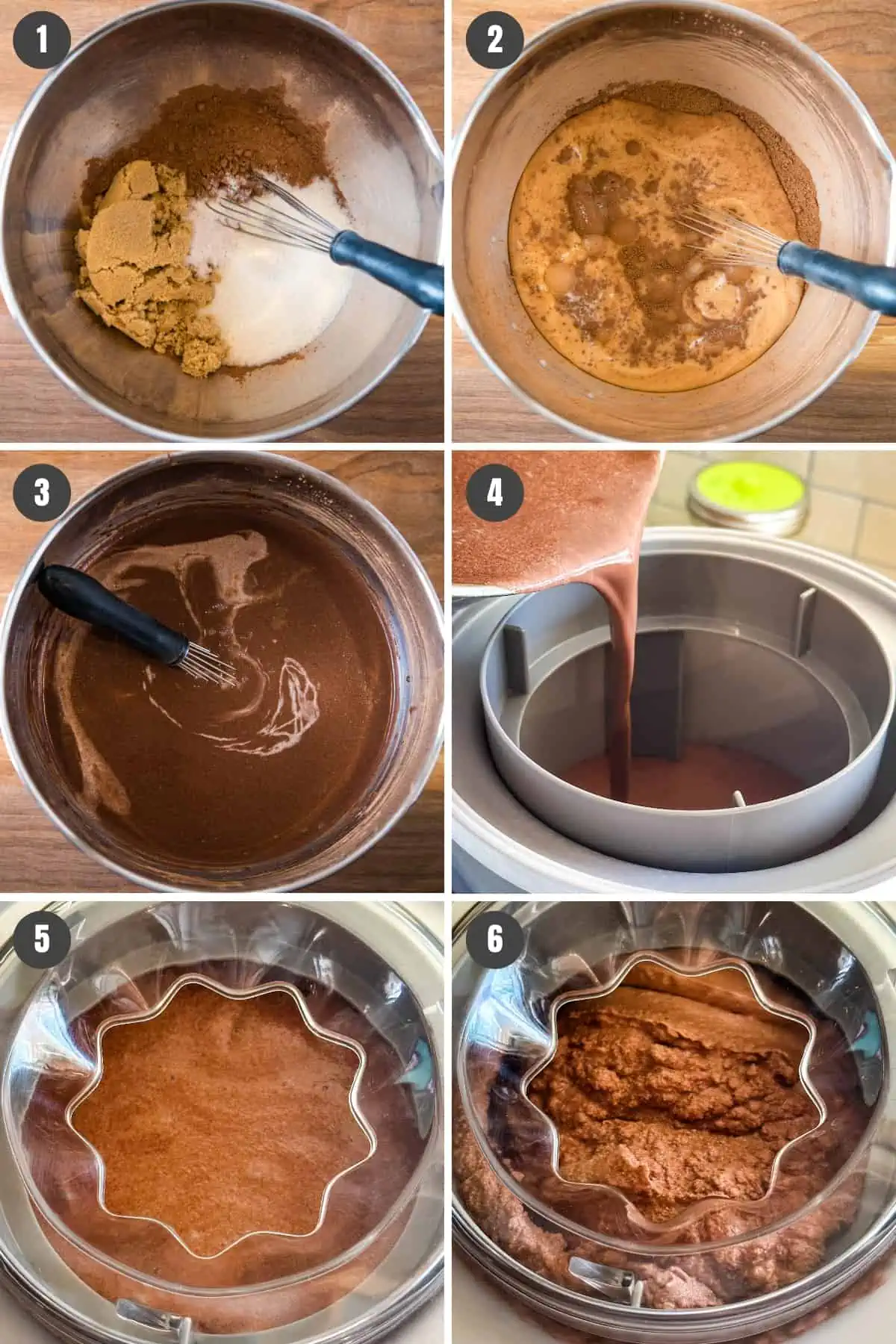 steps for how to mix homemade chocolate ice cream no eggs in mixing bowl and freeze it in ice cream maker
