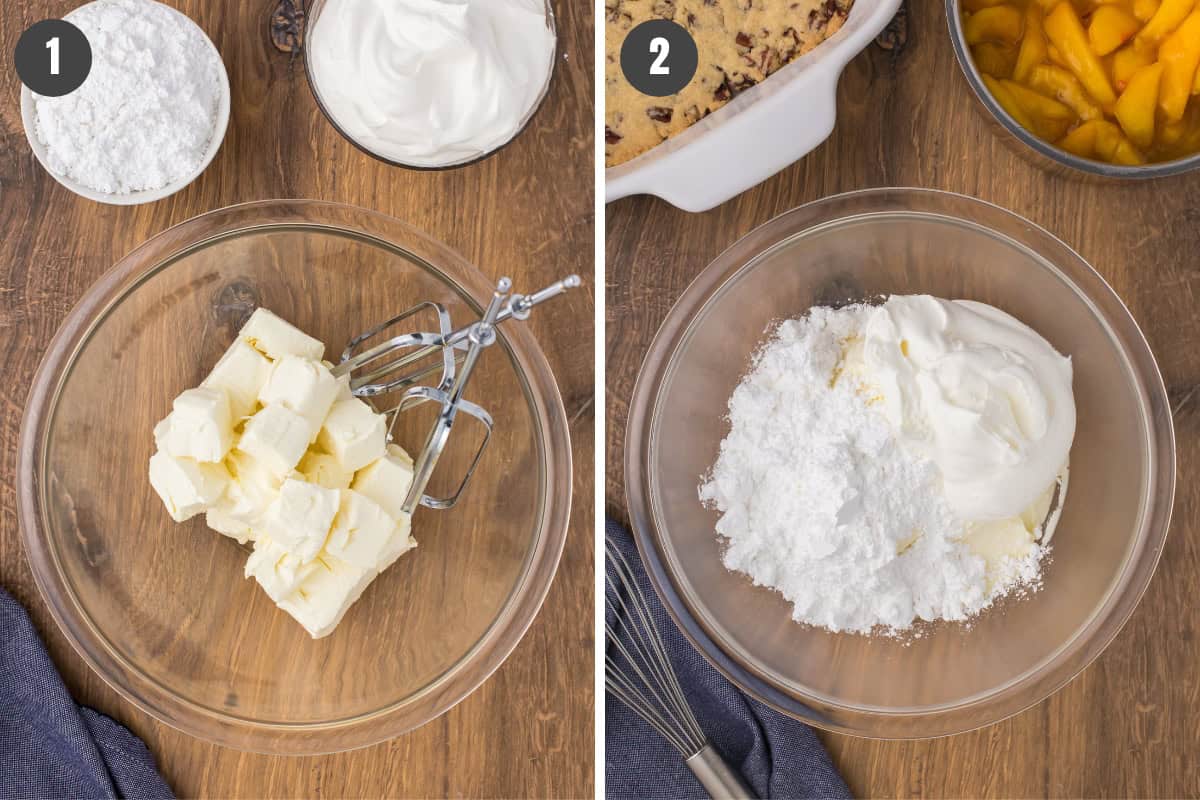 how to make cream cheese filling for no bake peach dessert