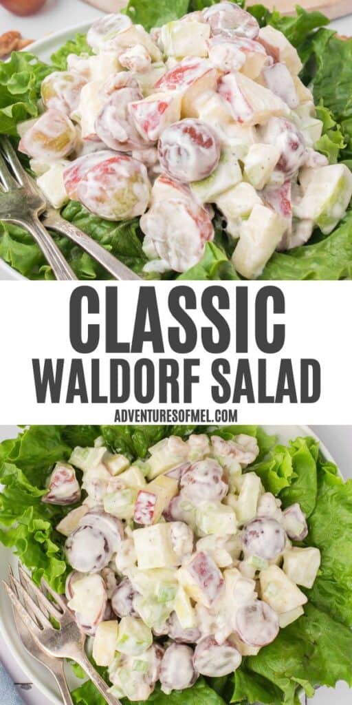 classic Waldorf salad served up on a bed of fresh lettuce